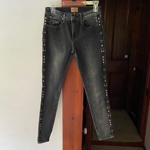 DRIFTWOOD Black Skinny Jeans with Side Embellishments